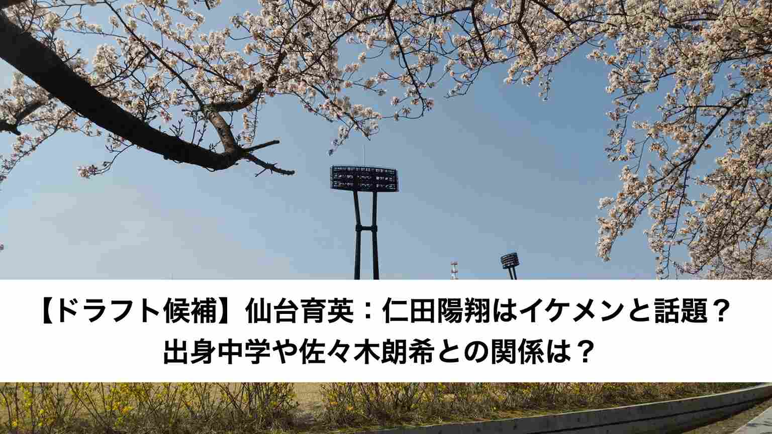 ‎【ドラフト候補】仙台育英：仁田陽翔はイケメンと話題？出身中学や佐々木朗希との関係は？