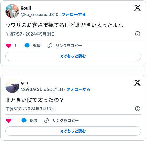 ツイッターでの北乃きいへの反応